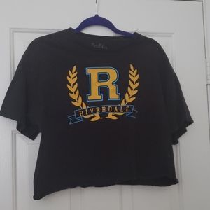 Black, Gold, and Blue Womens Riverdale Crop Top